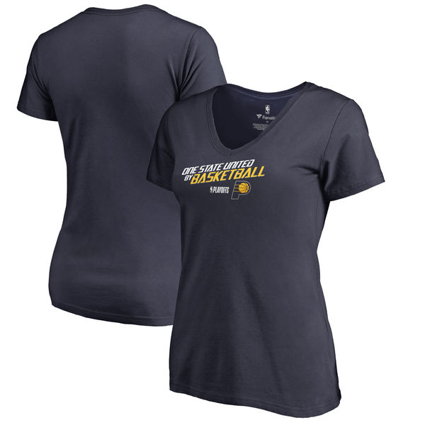 Indiana Pacers Fanatics Branded Women's 2018 NBA Playoffs Slogan Plus Size V Neck T-Shirt Navy