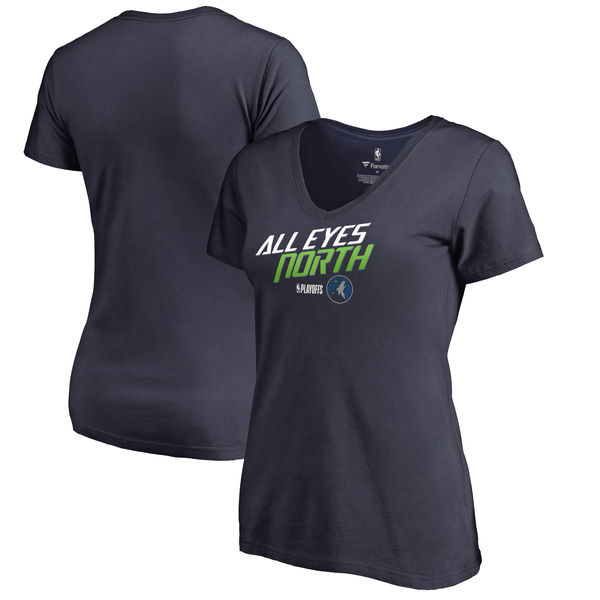 Minnesota Timberwolves Fanatics Branded Women's 2018 NBA Playoffs Slogan Plus Size V Neck T-Shirt Navy