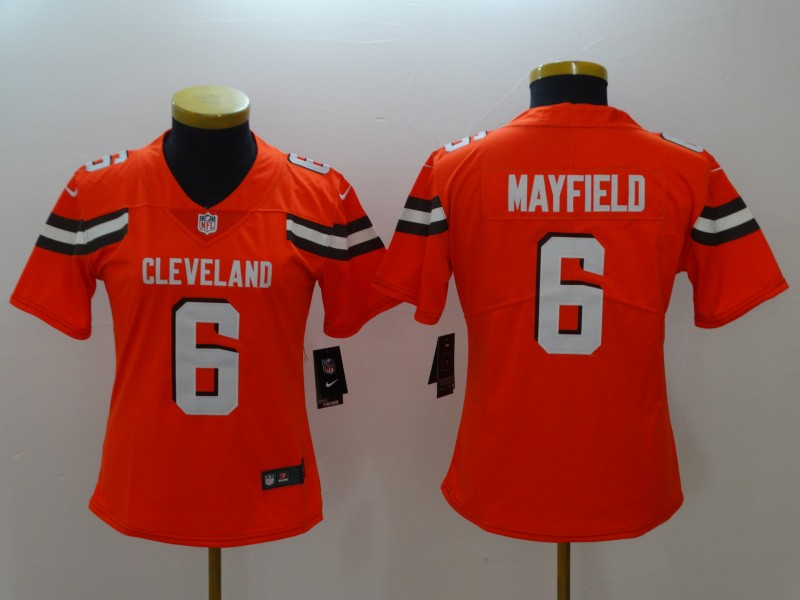 Nike Browns 6 Baker Mayfield Orange Women Vapor Untouchable Limited Jersey