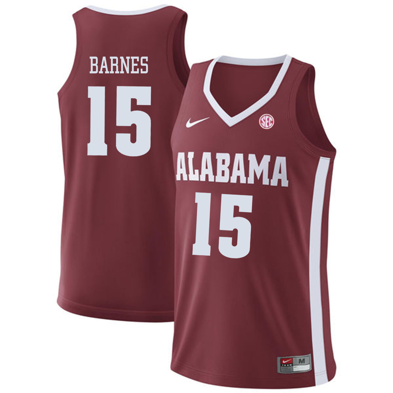 Alabama Crimson Tide 15 Tyler Barnes Red College Basketball Jersey - Click Image to Close