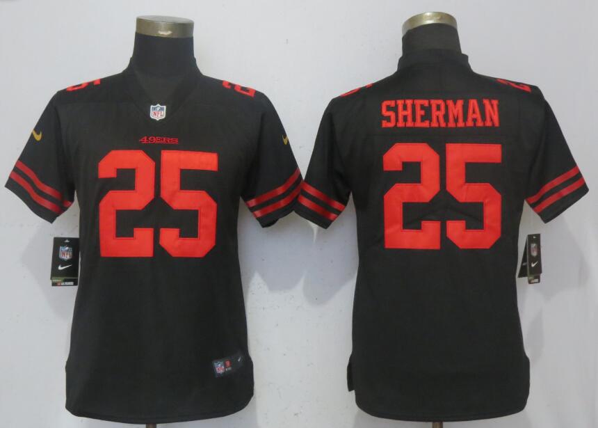 Nike 49ers 25 Richard Sherman Black Women Vapor Untouchable Limited Jersey