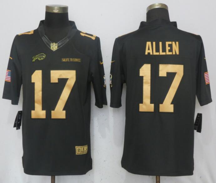 Nike Bills 17 Josh Allen Anthracite Gold Salute To Service Limited Jersey