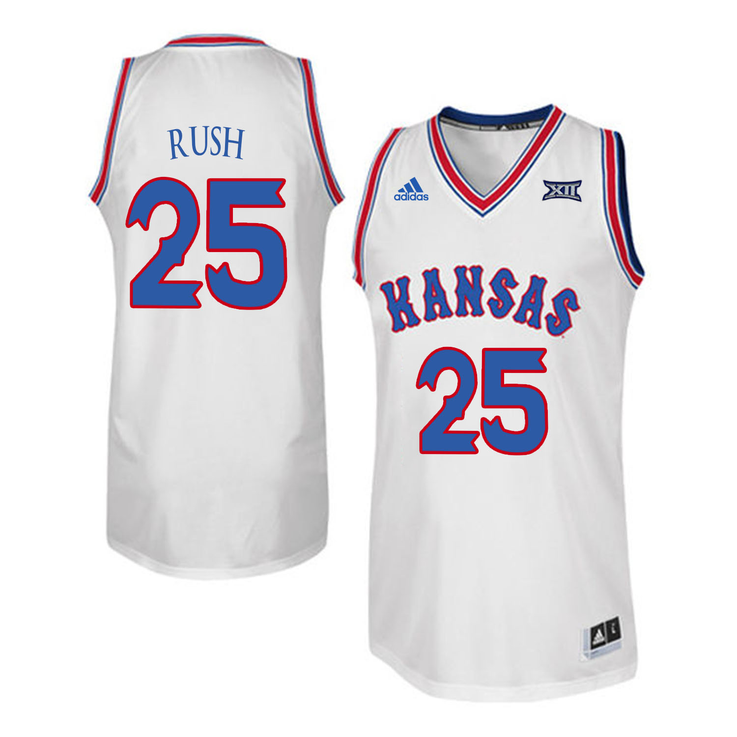 Kansas Jayhawks 25 Brandon Rush White Throwback College Basketball Jersey
