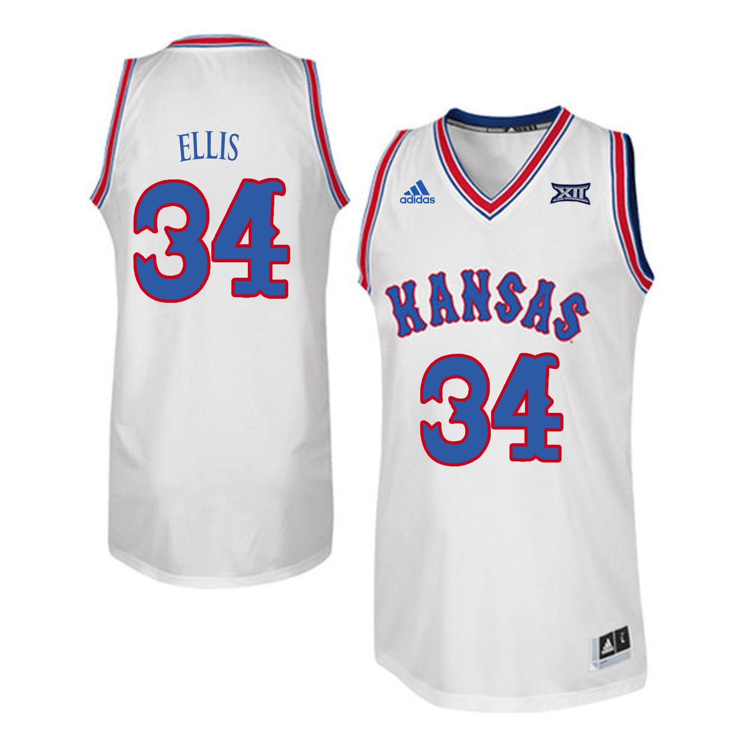 Kansas Jayhawks 34 Perry Ellis White Throwback College Basketball Jersey