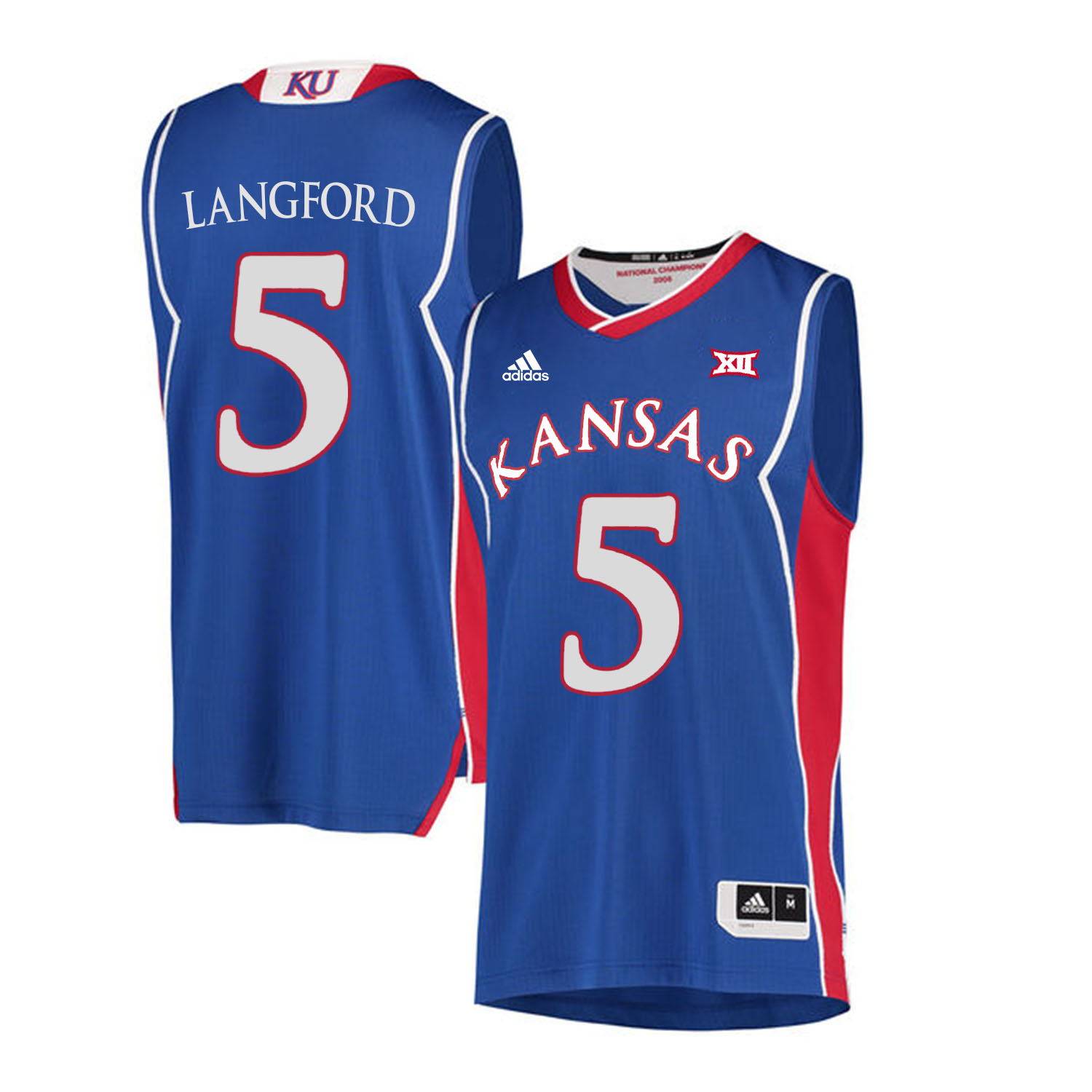 Kansas Jayhawks 5 Keith Langford Blue Throwback College Basketball Jersey