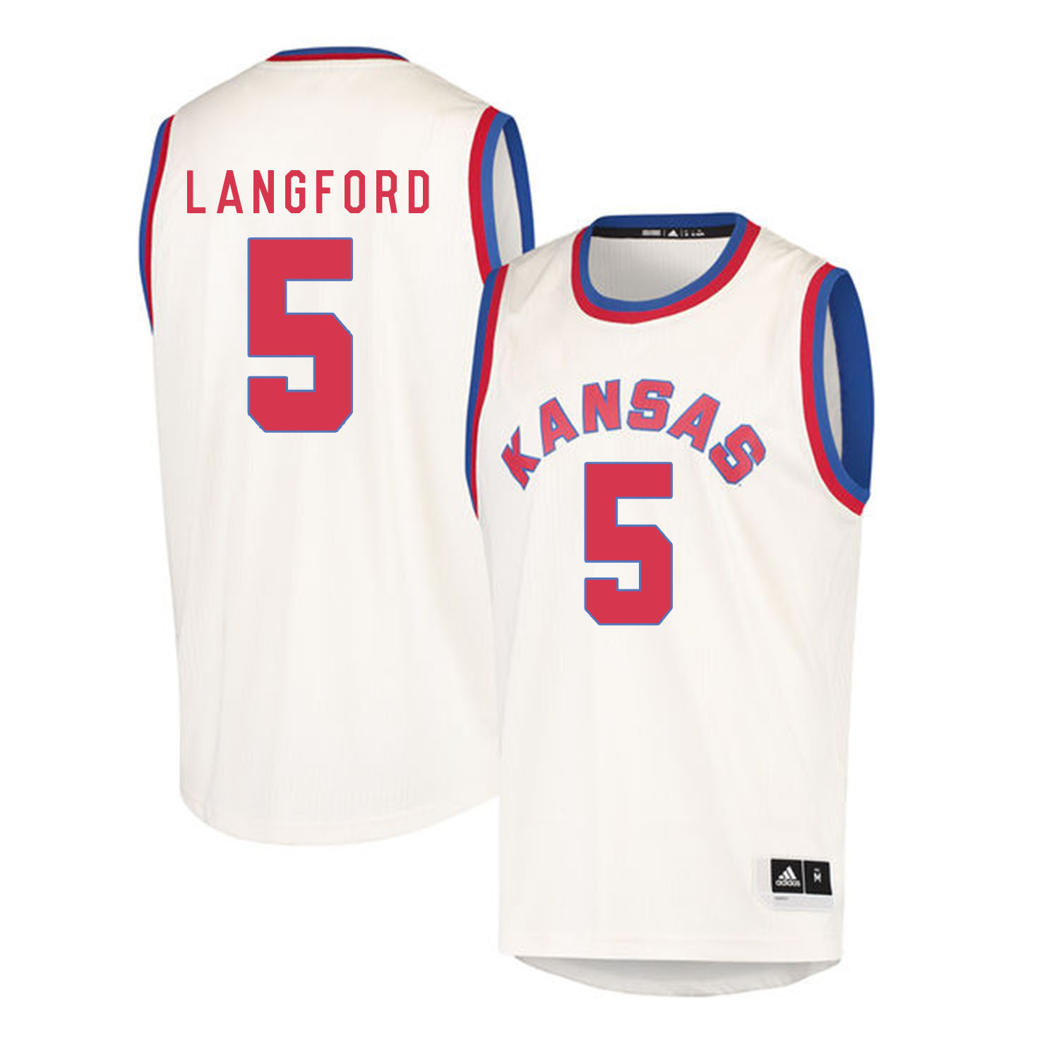 Kansas Jayhawks 5 Keith Langford Cream Throwback College Basketball Jersey - Click Image to Close