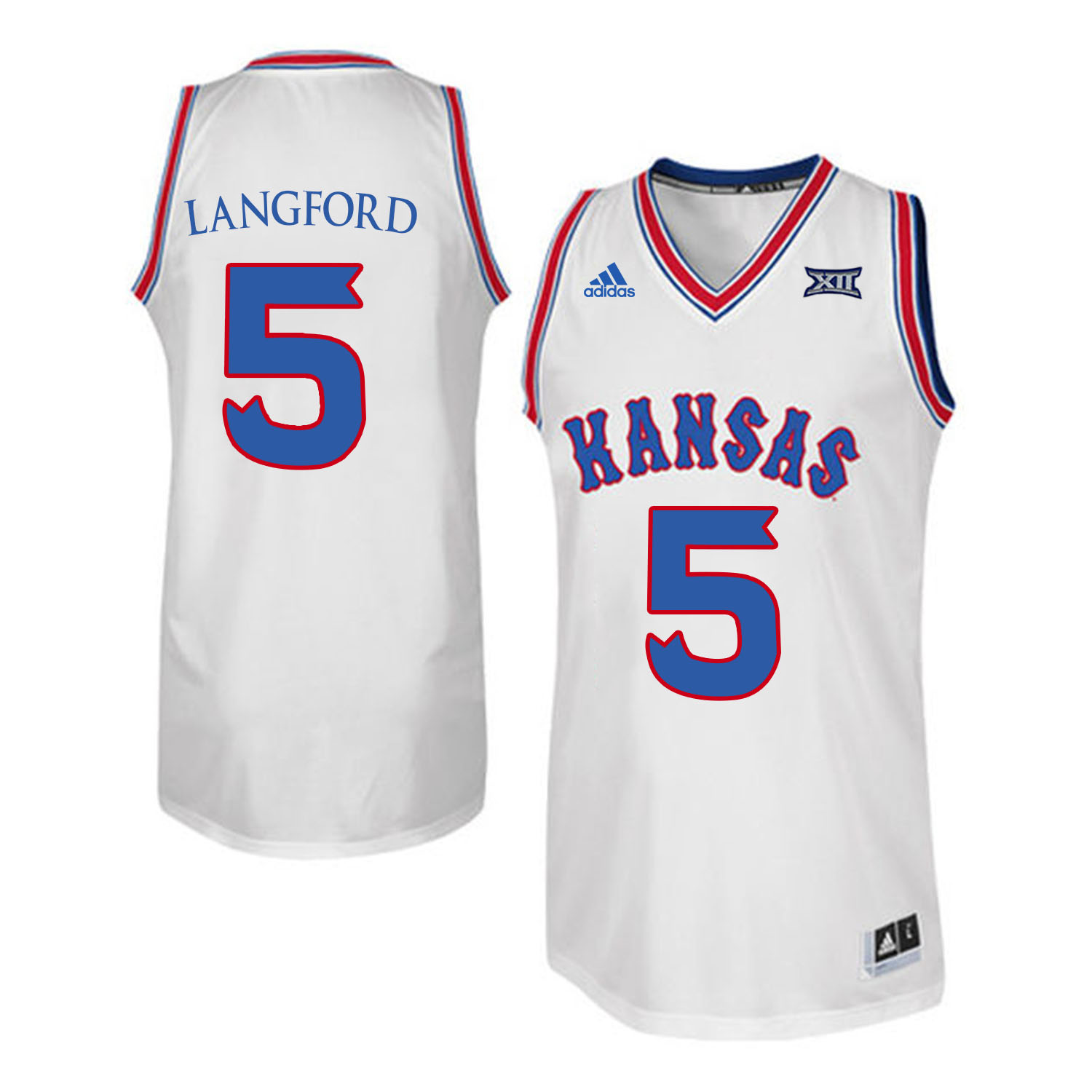Kansas Jayhawks 5 Keith Langford White Throwback College Basketball Jersey