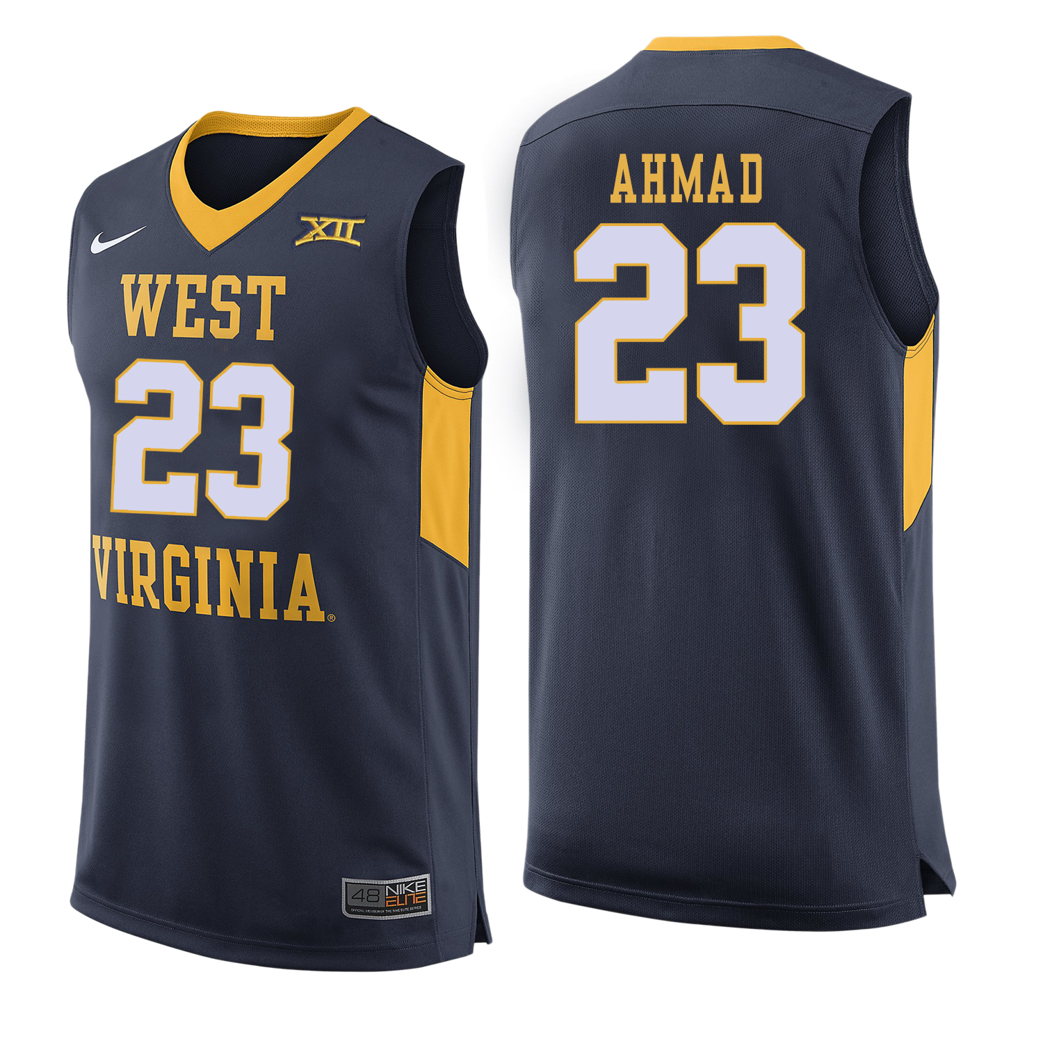 West Virginia Mountaineers 23 Esa Ahmad Navy College Basketball Jersey