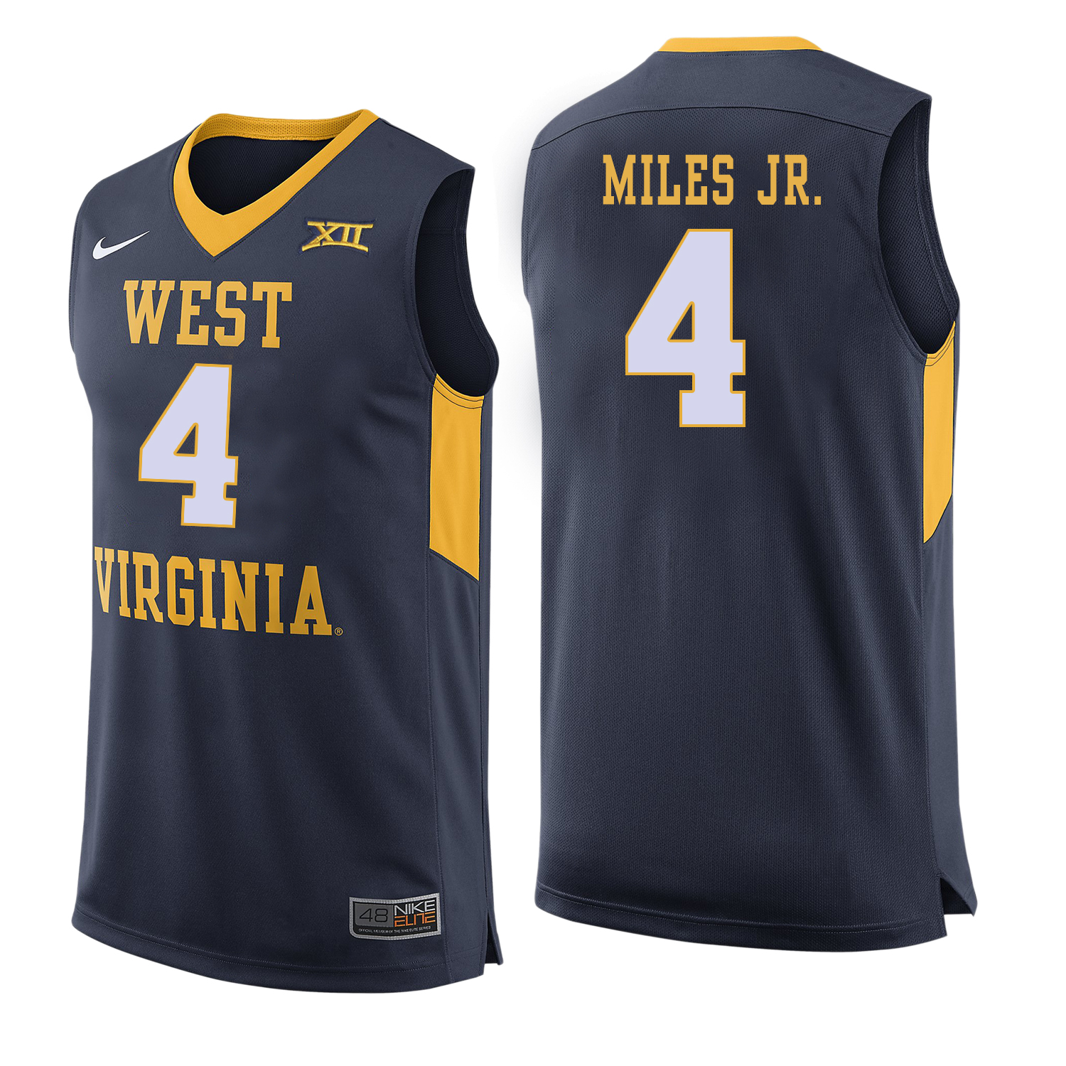 West Virginia Mountaineers 4 Daxter Miles Jr. Navy College Basketball Jersey