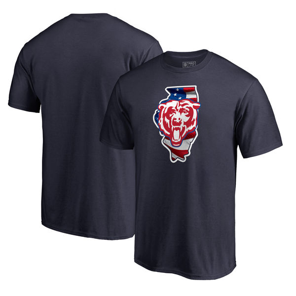 Chicago Bears Navy NFL Pro Line by Fanatics Branded Banner State T-Shirt - Click Image to Close