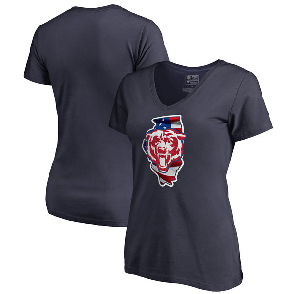 Chicago Bears Navy Women's NFL Pro Line by Fanatics Branded Banner State T-Shirt