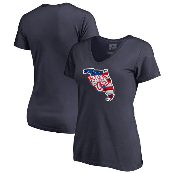 Jacksonville Jaguars Navy Women's NFL Pro Line by Fanatics Branded Banner State T-Shirt
