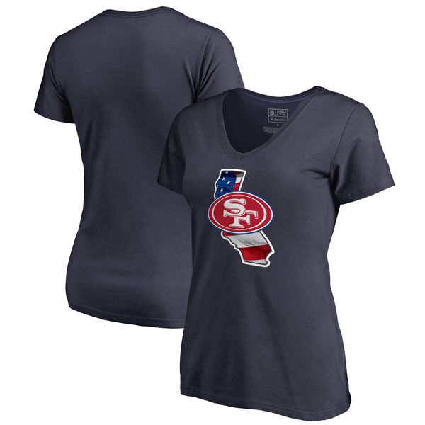San Francisco 49ers Navy Women's NFL Pro Line by Fanatics Branded Banner State T-Shirt