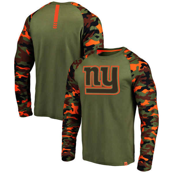 New York Giants Heathered Gray Camo NFL Pro Line by Fanatics Branded Long Sleeve T-Shirt - Click Image to Close