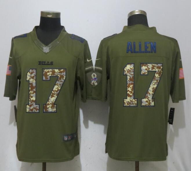 Nike Bills 17 Josh Allen Army Green Salute To Service Limited Jersey