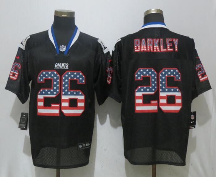 Nike Giants 26 Saquon Barkley Black USA Flag Elite Jersey