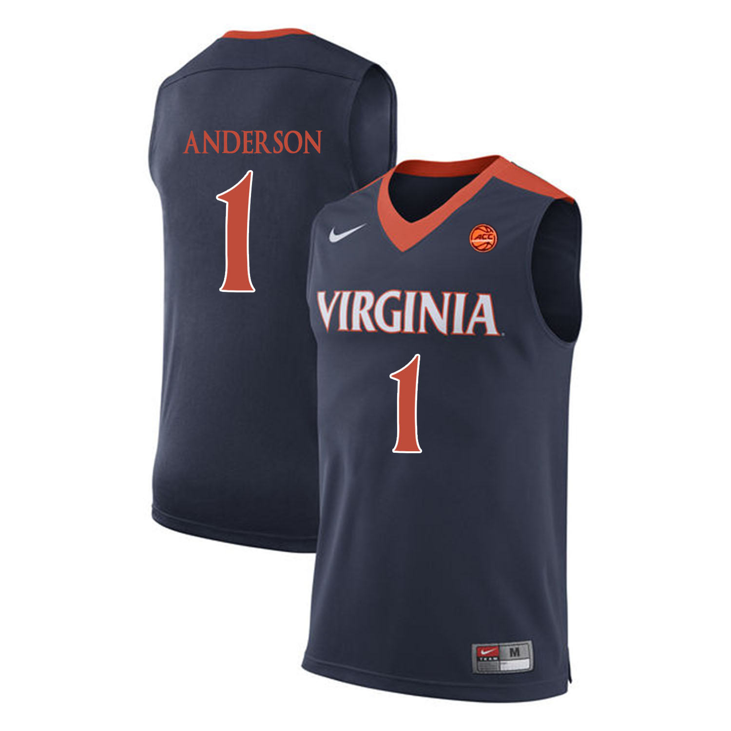 Virginia Cavaliers 1 Justin Anderson Navy College Basketball Jersey