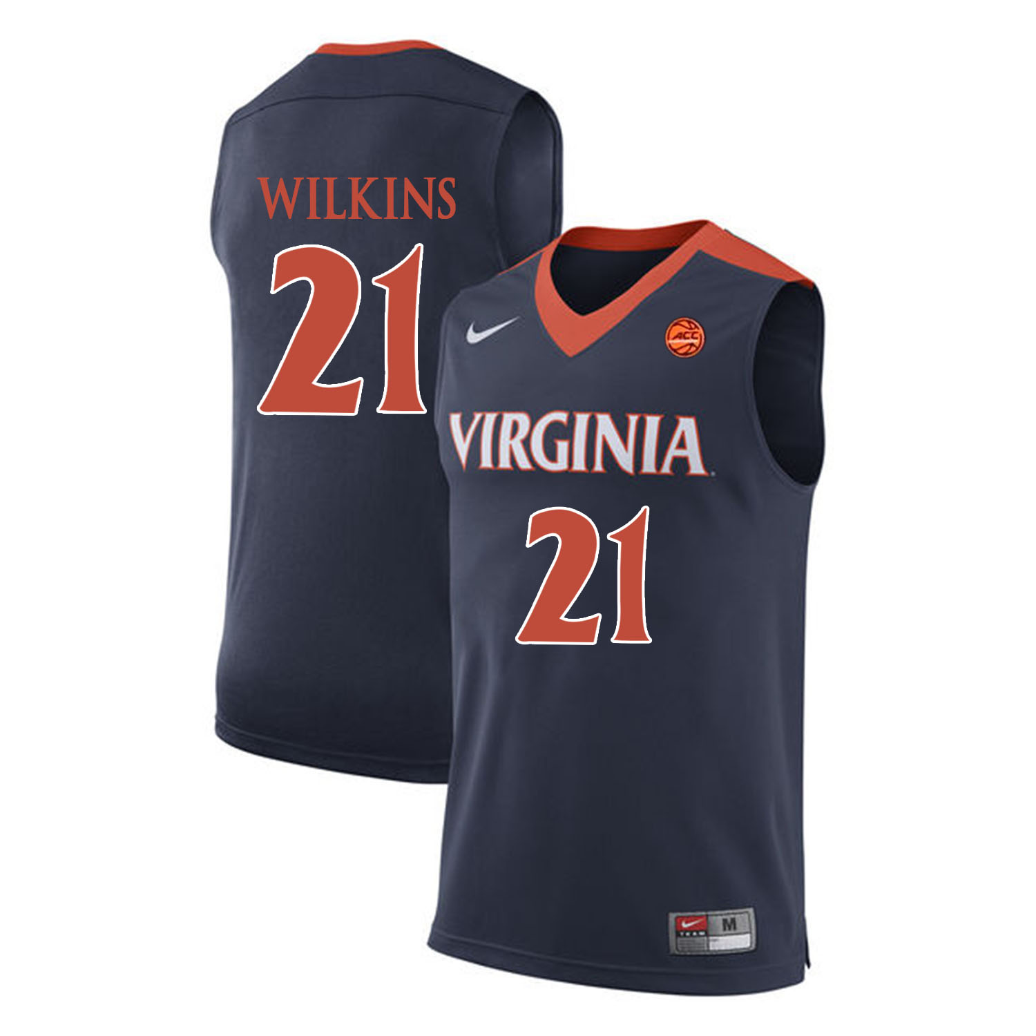 Virginia Cavaliers 21 Isaiah Wilkins Navy College Basketball Jersey