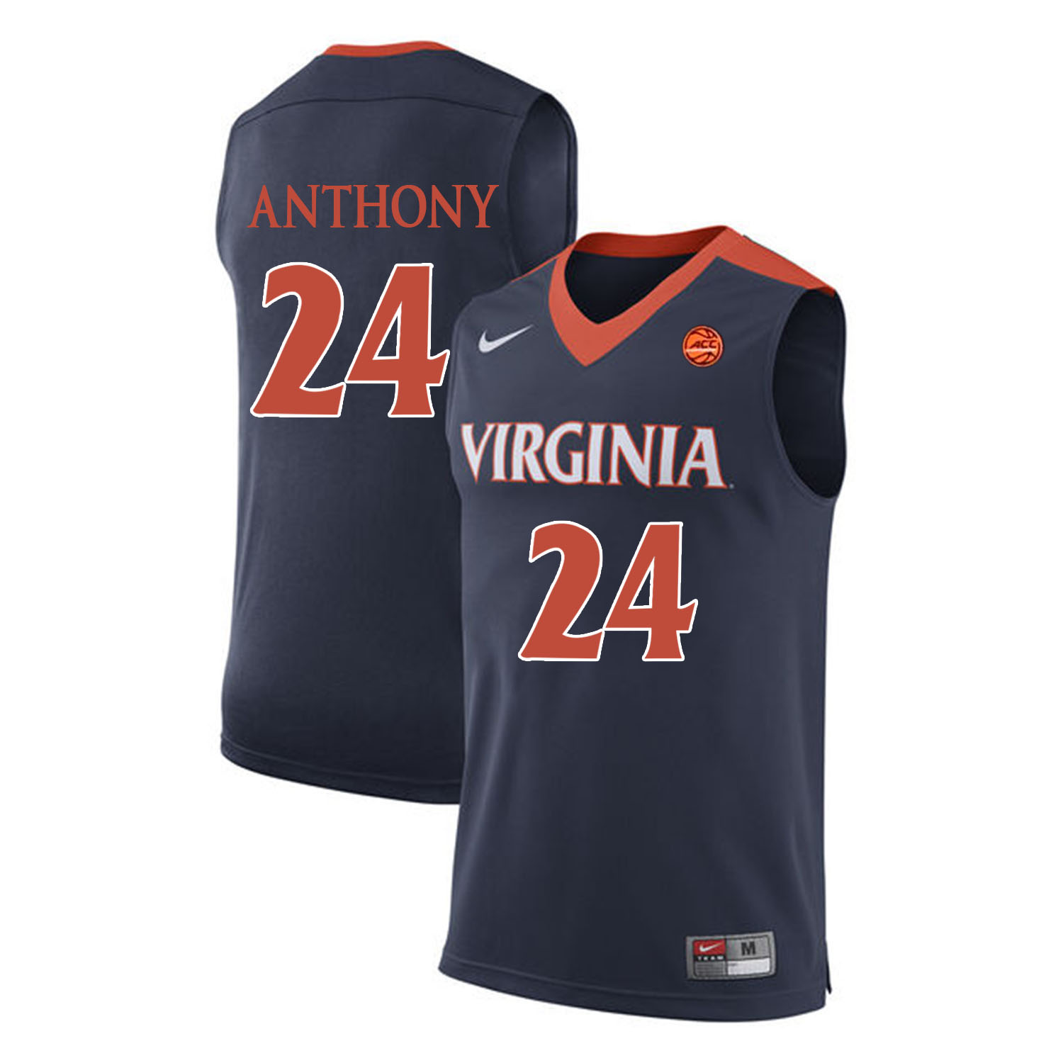 Virginia Cavaliers 24 Marco Anthony Navy College Basketball Jersey