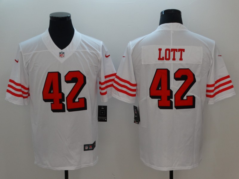 Nike 49ers 42 Ronnie Lott White Color Rush Vapor Untouchable Limited Jersey