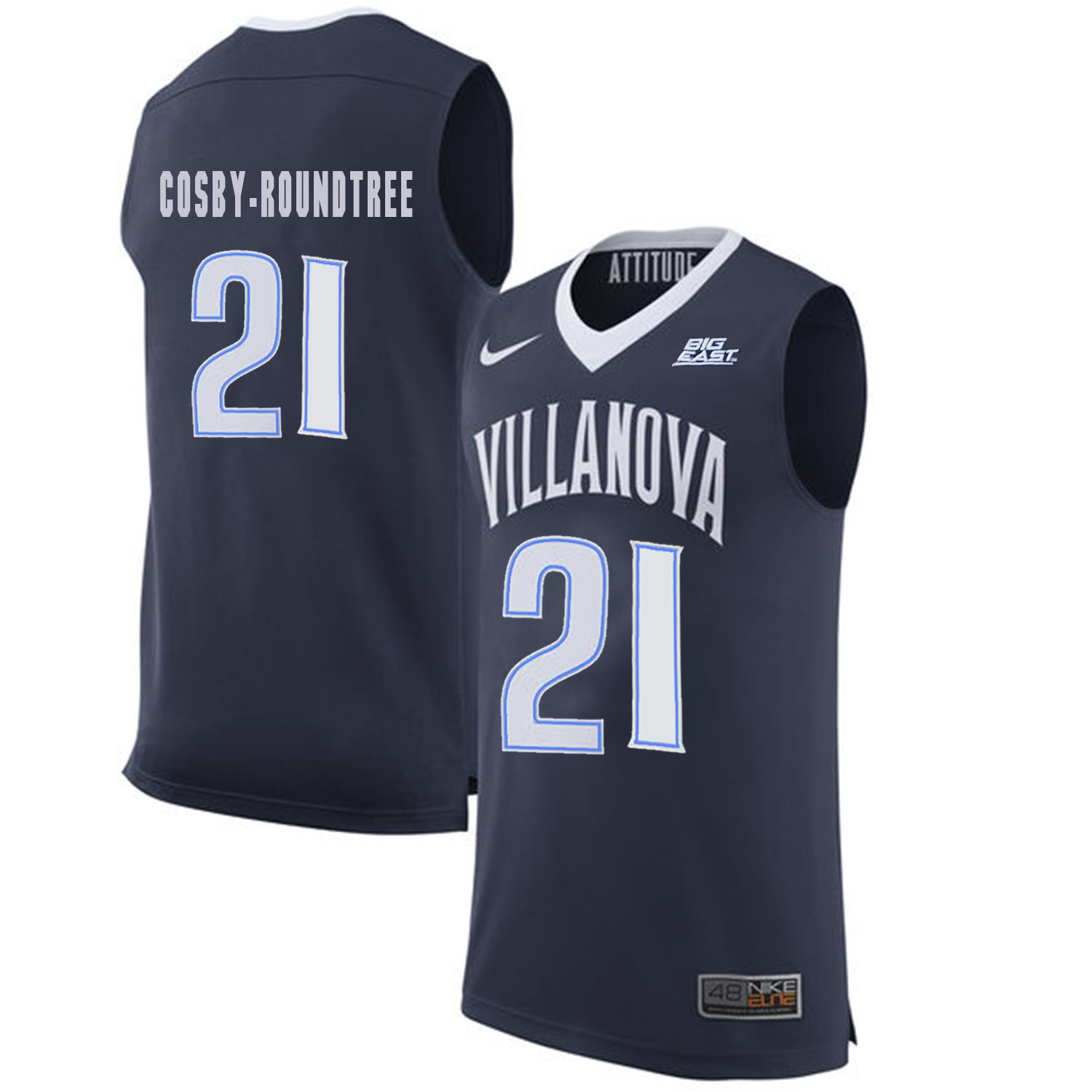 Villanova 21 Wildcats Dhamir Cosby-Roundtree Navy College Basketball Elite Jersey