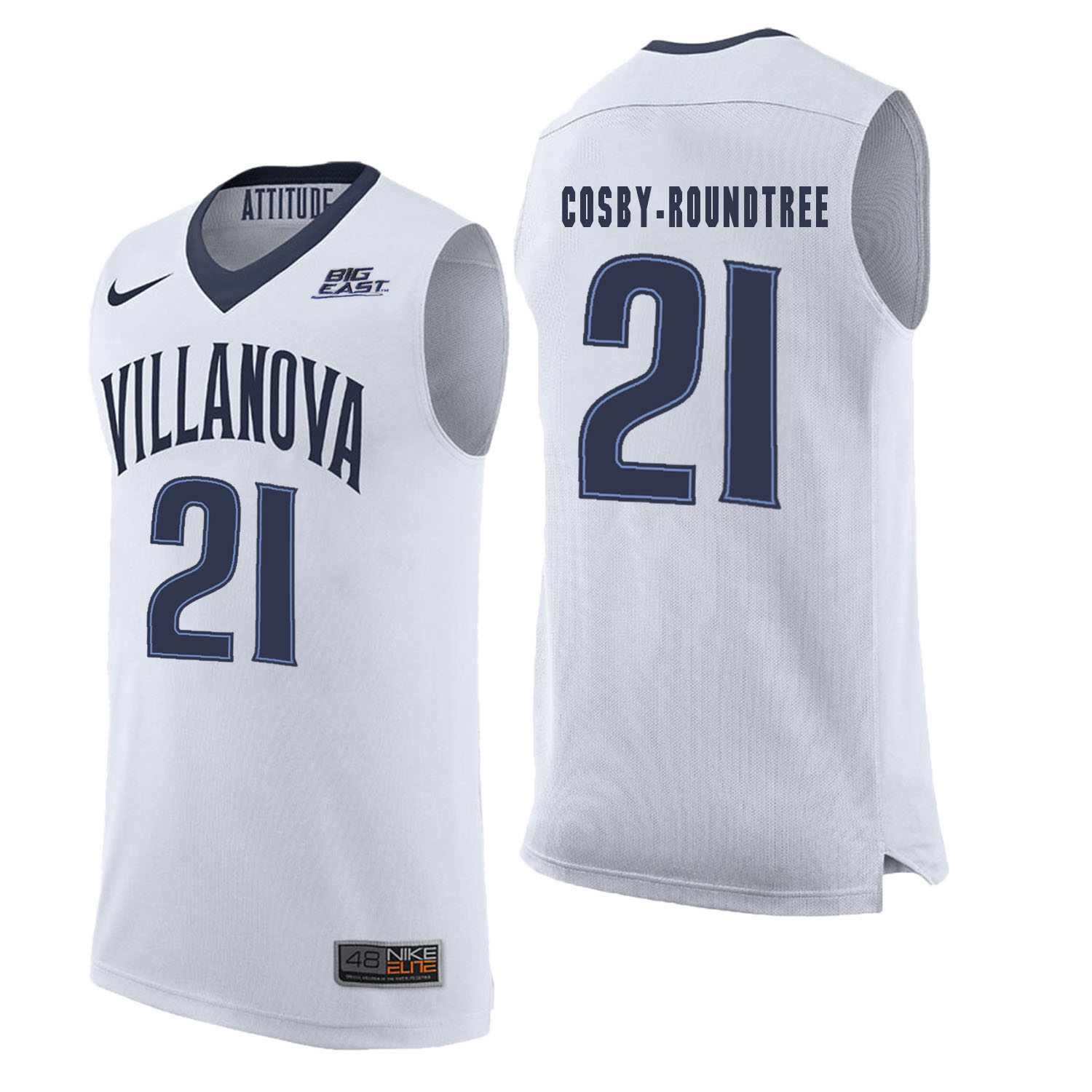 Villanova 21 Wildcats Dhamir Cosby-Roundtree White College Basketball Elite Jersey