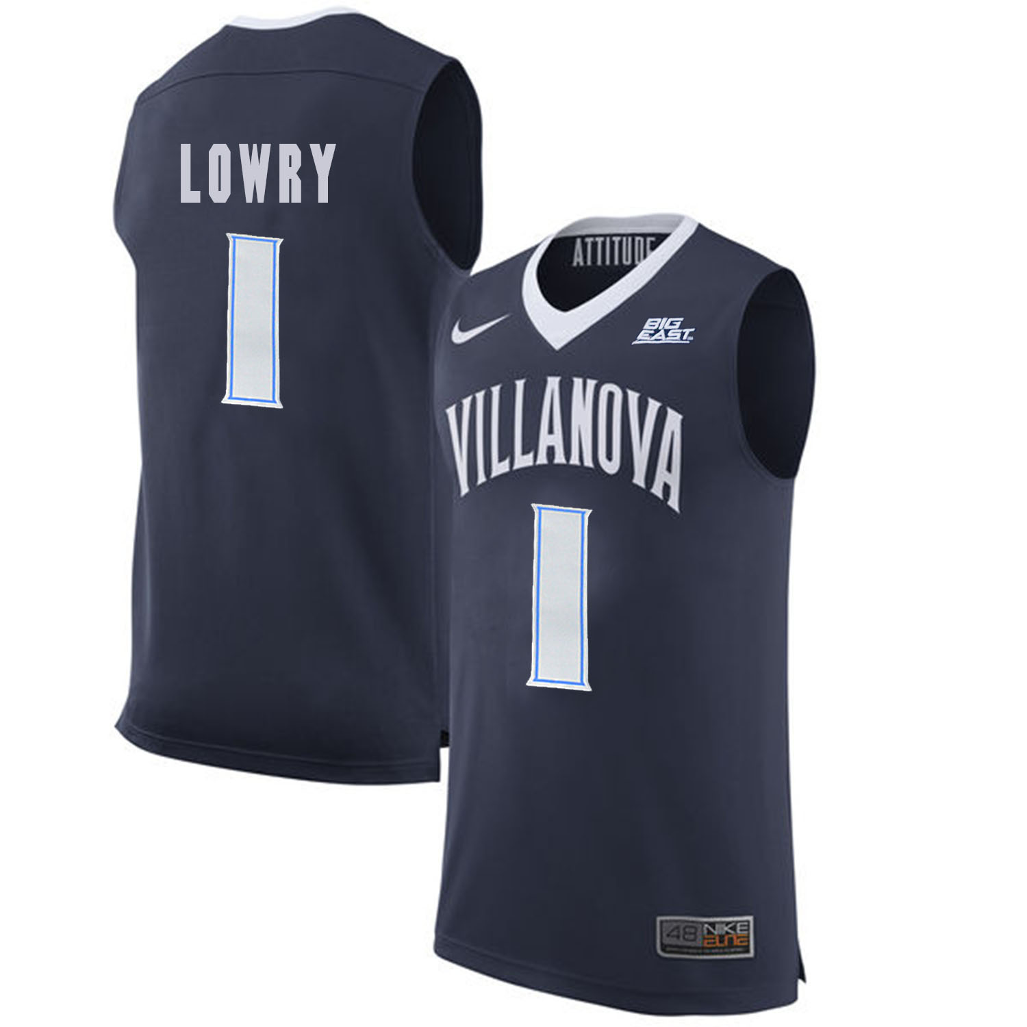 Villanova Wildcats 1 Kyle Lowry Navy College Basketball Elite Jersey