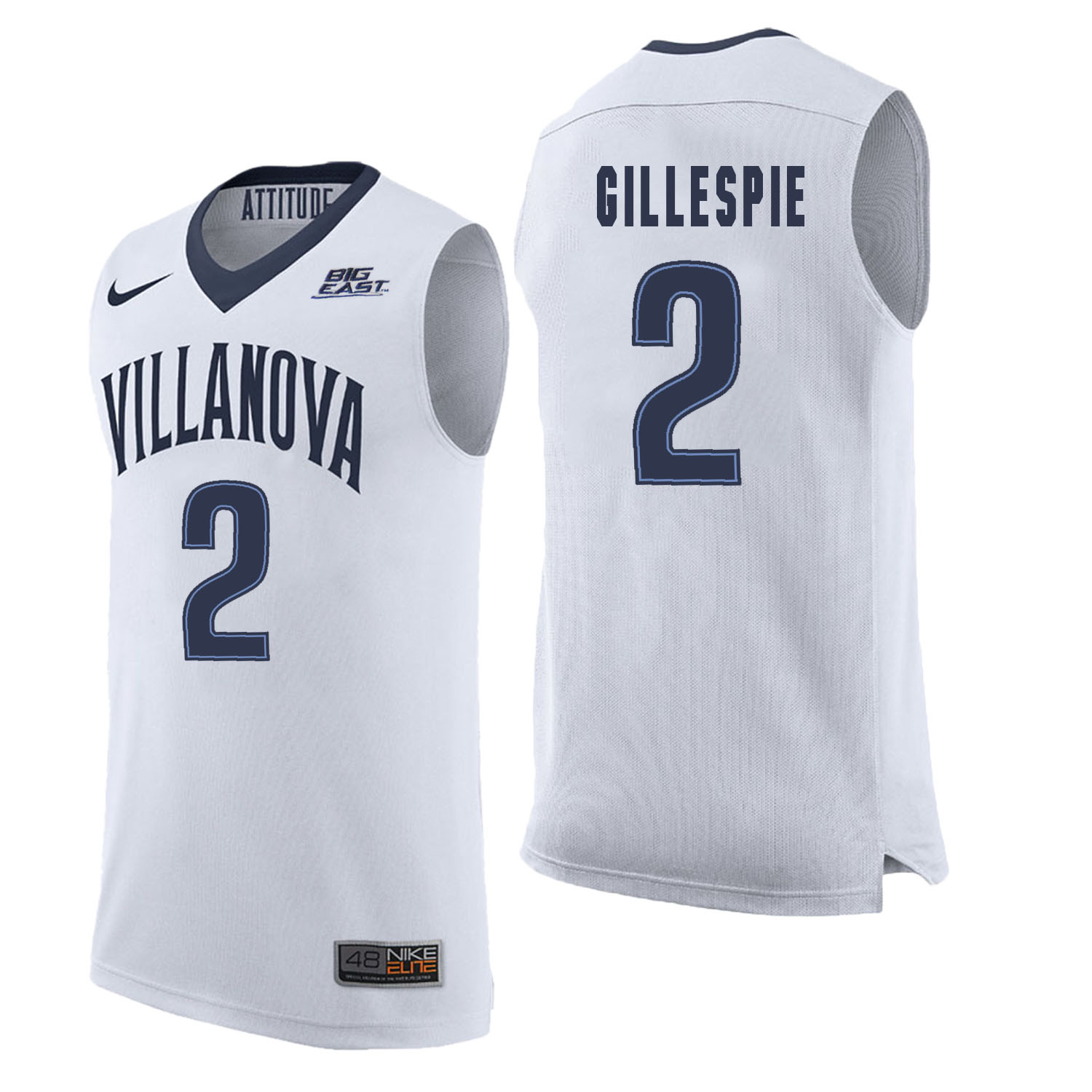 Villanova Wildcats 2 Collin Gillespie White College Basketball Elite Jersey