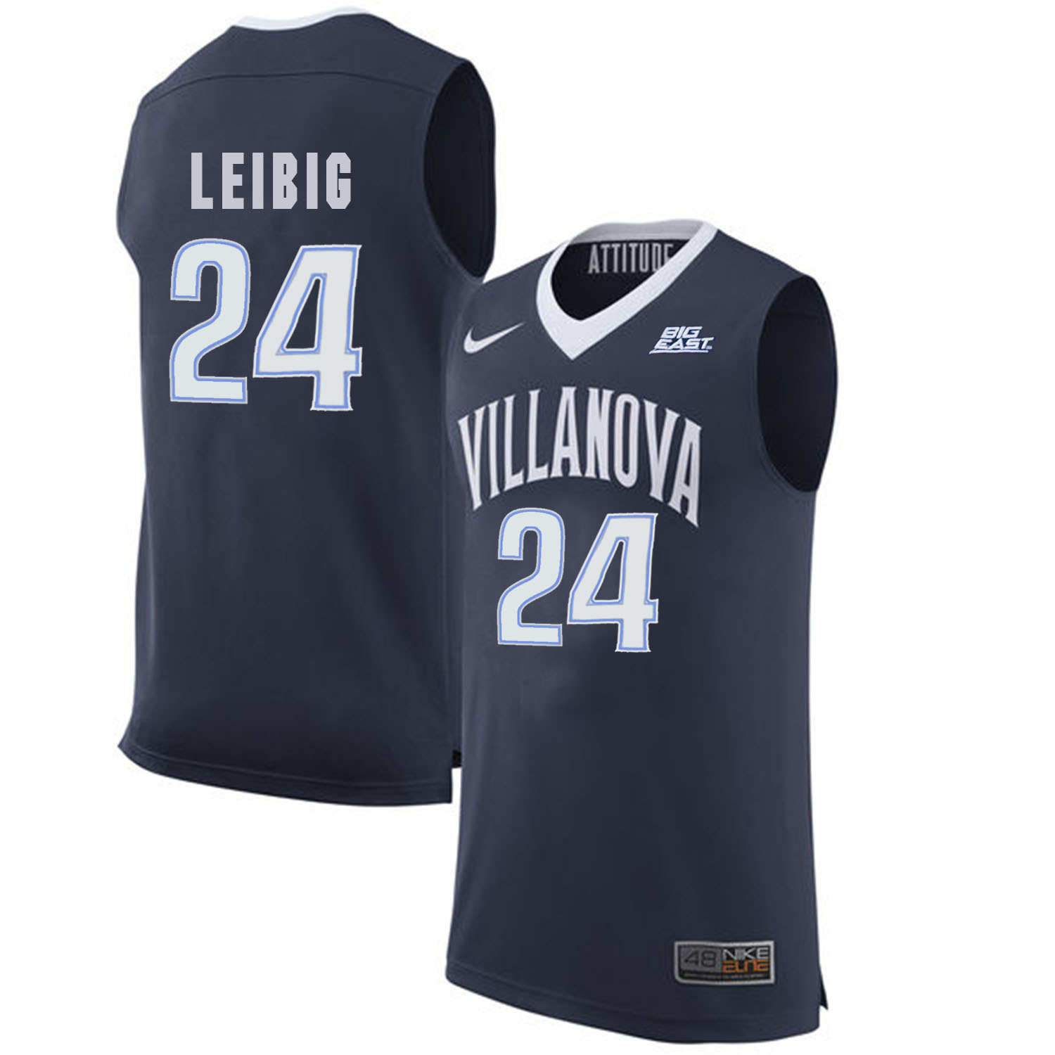 Villanova Wildcats 24 Tom Leibig Navy College Basketball Elite Jersey