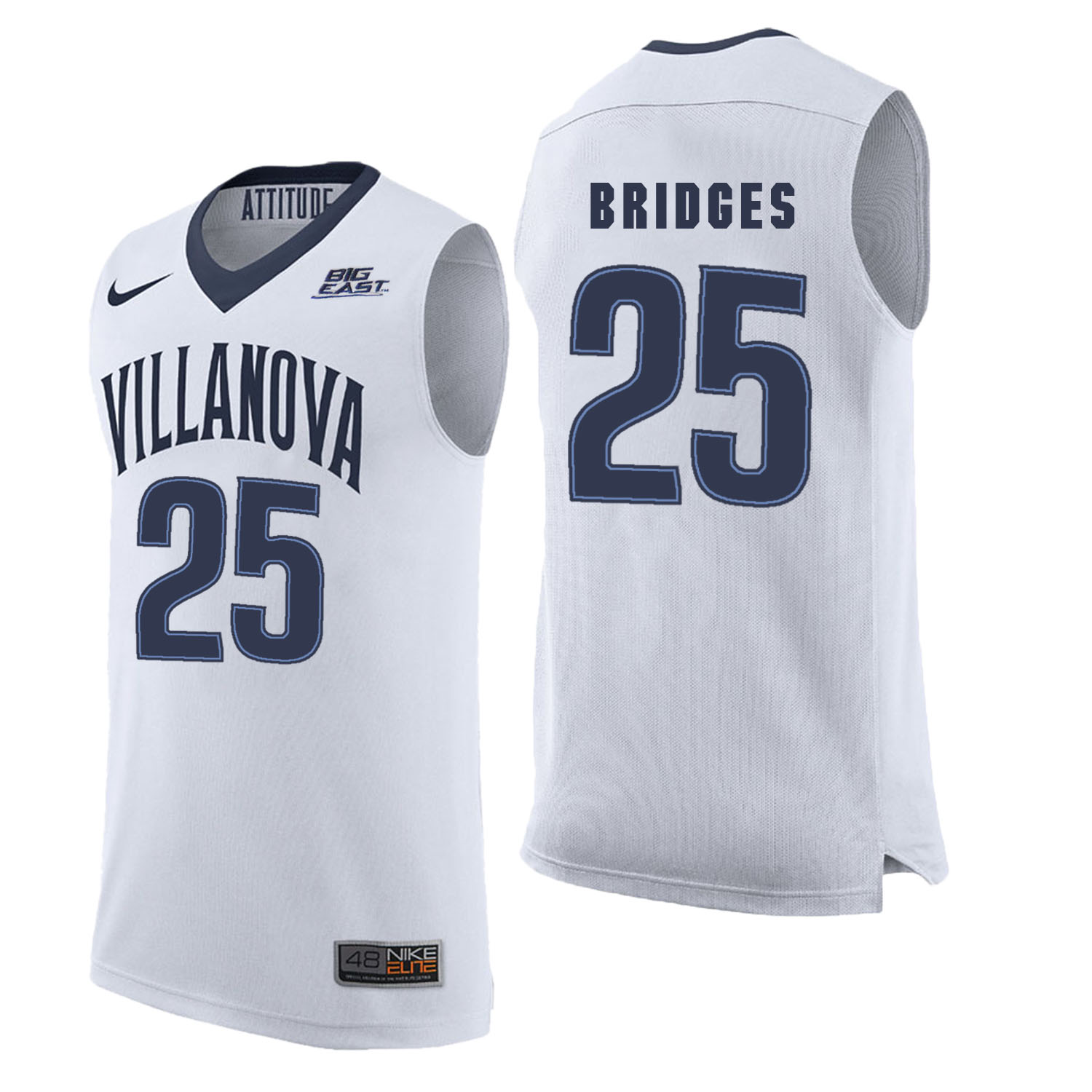 Villanova Wildcats 25 Mikal Bridges White College Basketball Elite Jersey