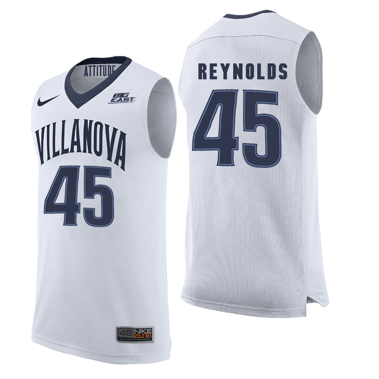 Villanova Wildcats 45 Darryl Reynolds White College Basketball Elite Jersey