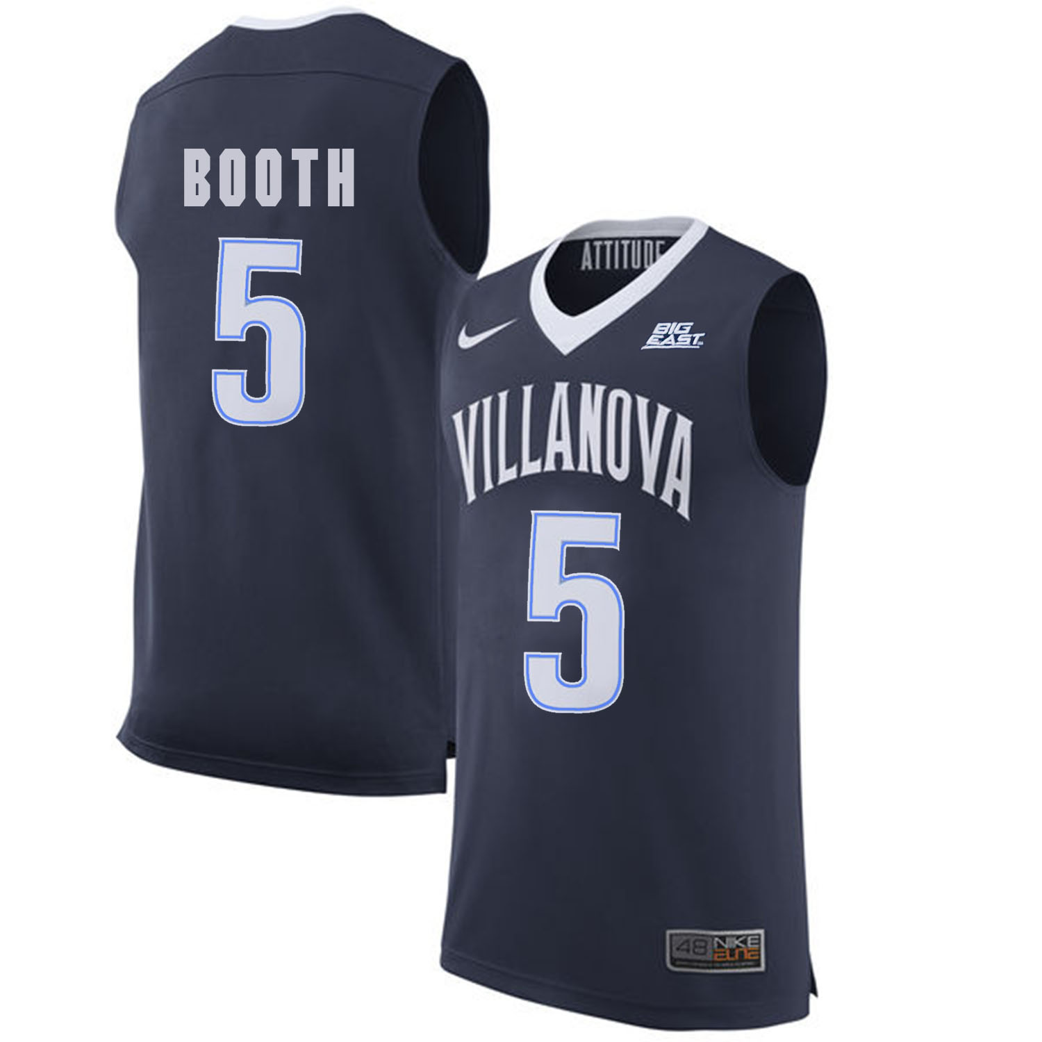 Villanova Wildcats 5 Phil Booth Navy College Basketball Elite Jersey
