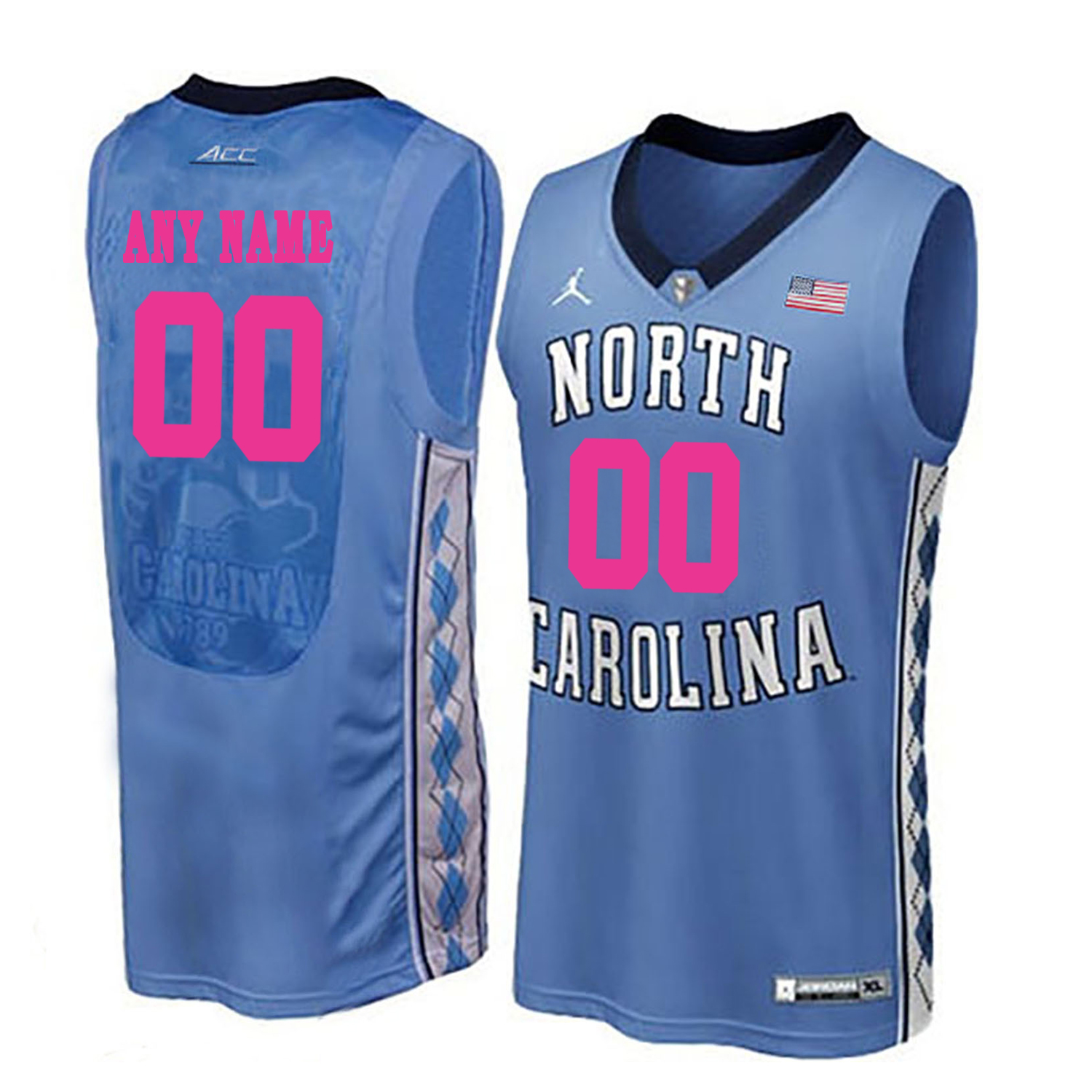 North Carolina Tar Heels Blue 2018 Breast Cancer Awareness Men's Customized College Basketball Jersey