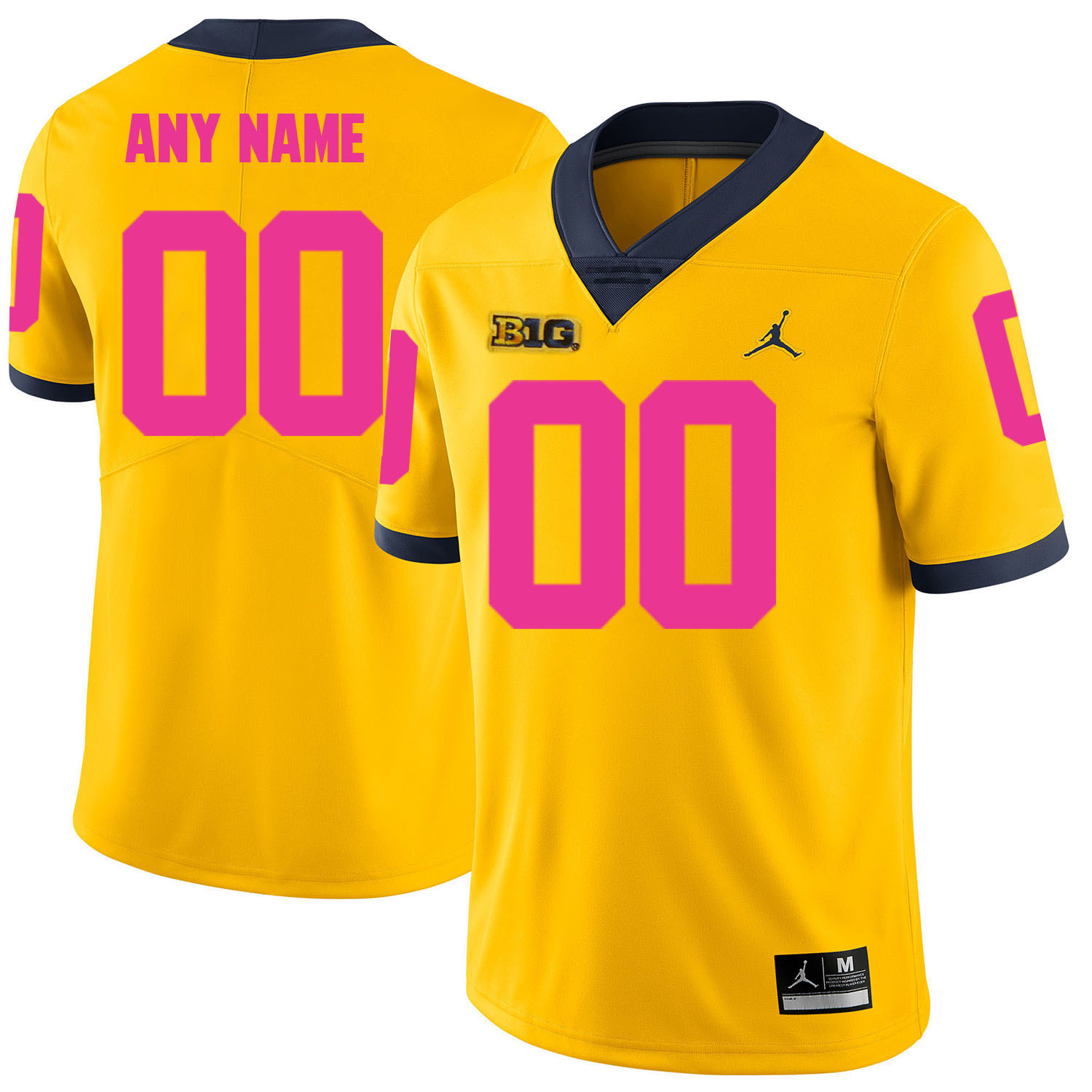 Michigan Wolverines Yellow 2018 Breast Cancer Awareness Men's Customized College Football Jersey