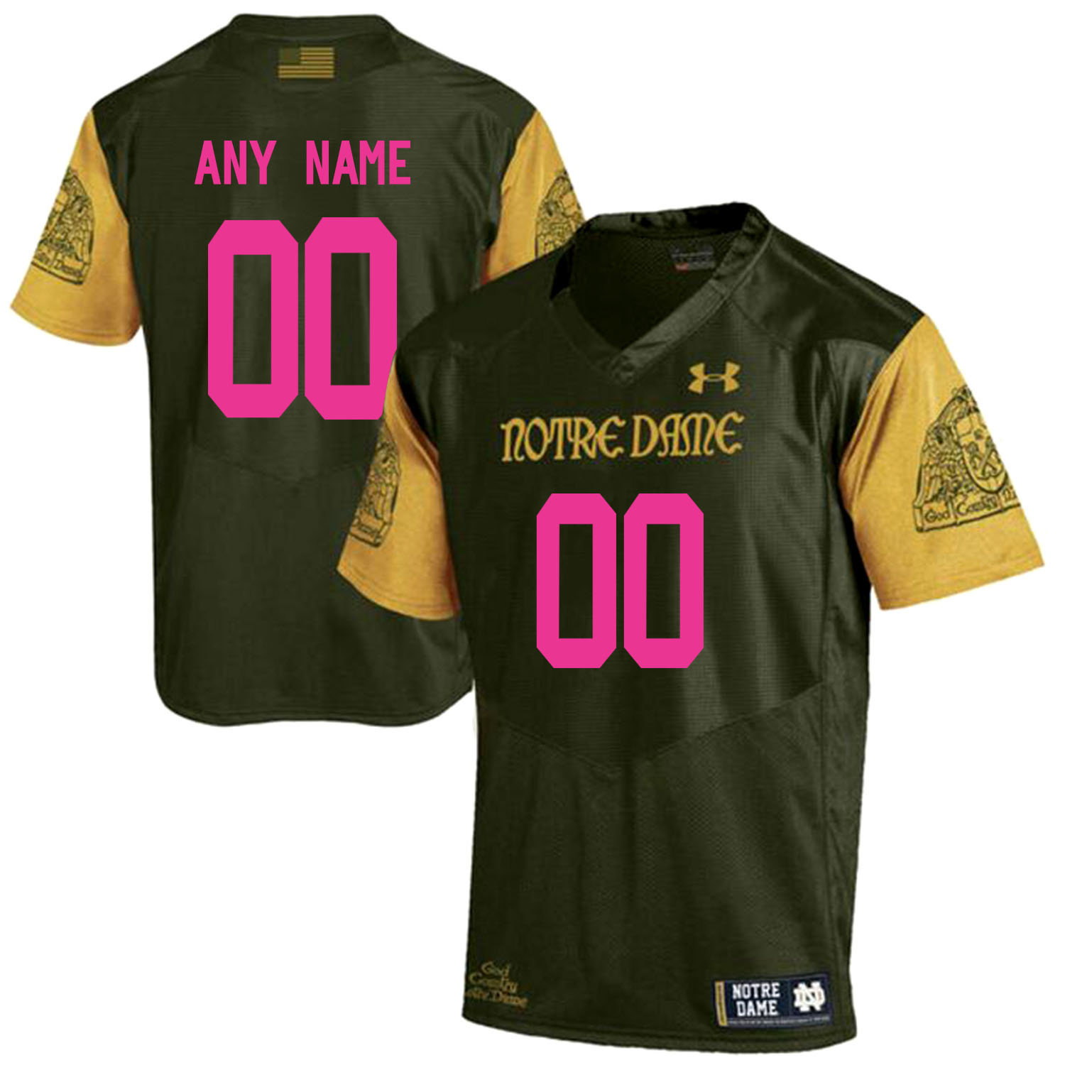Notre Dame Fighting Irish Olive Green 2018 Breast Cancer Awareness Men's Customized College Football Jersey
