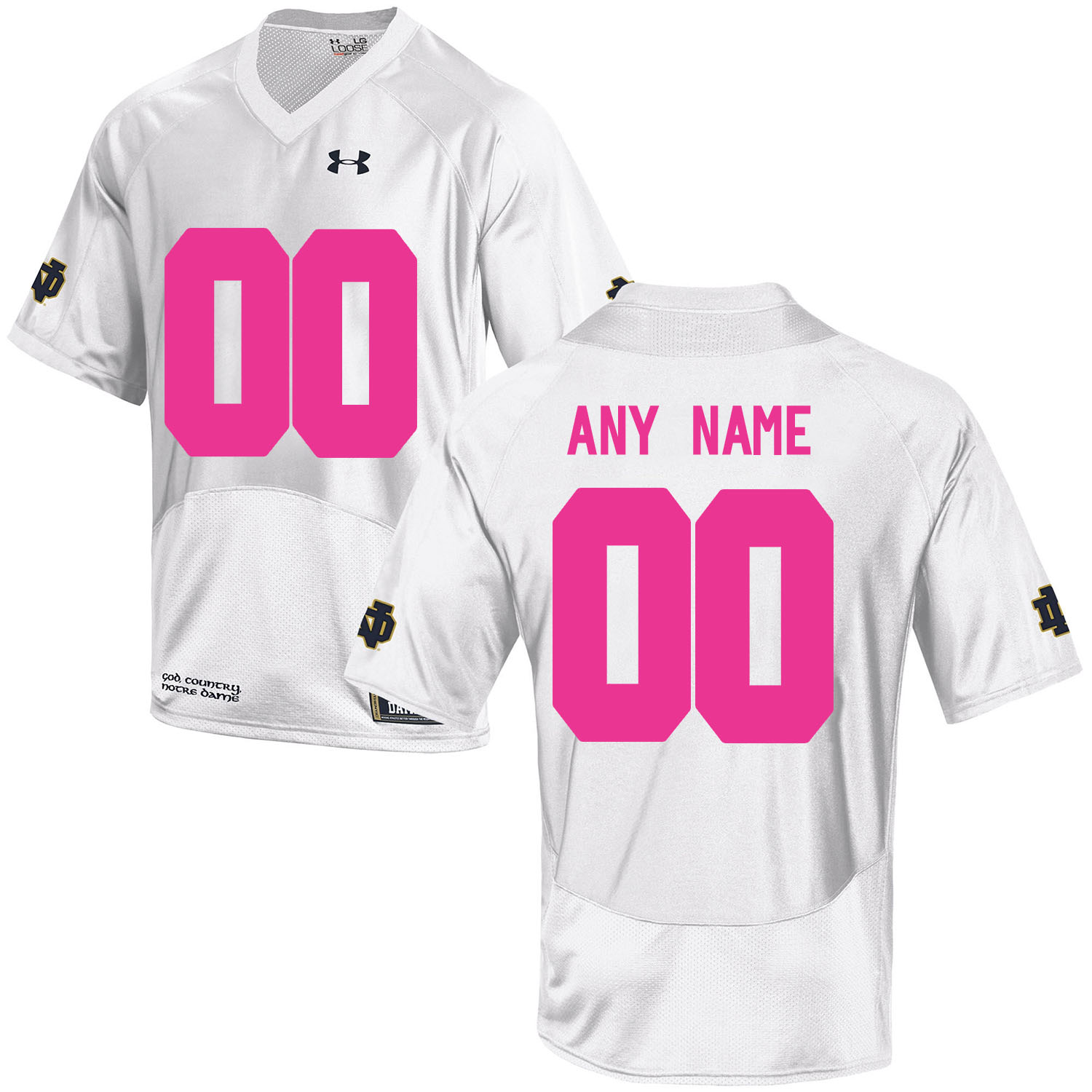 Notre Dame Fighting Irish White 2018 Breast Cancer Awareness Men's Customized College Football Jersey