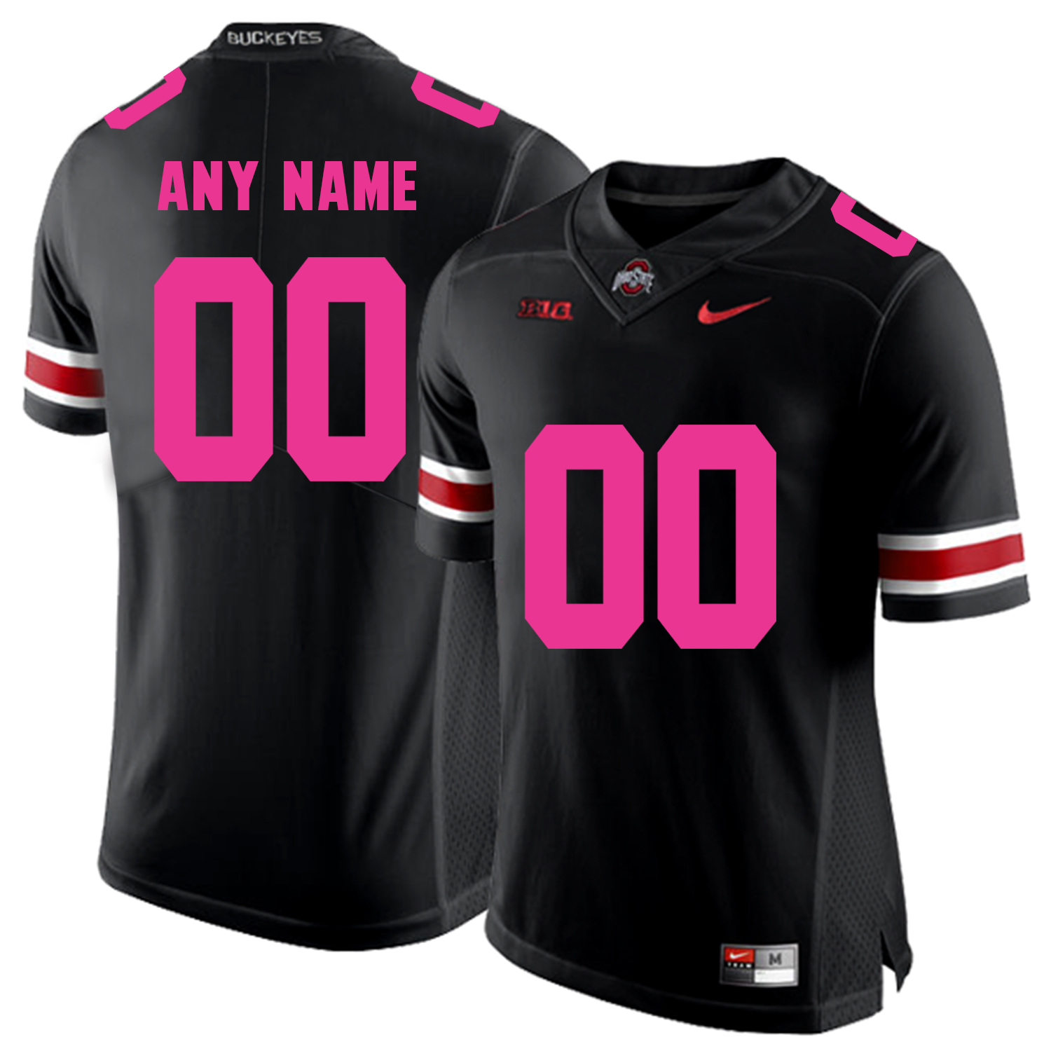 Ohio State Buckeyes Black 2018 Breast Cancer Awareness Men's Customized College Football Jersey