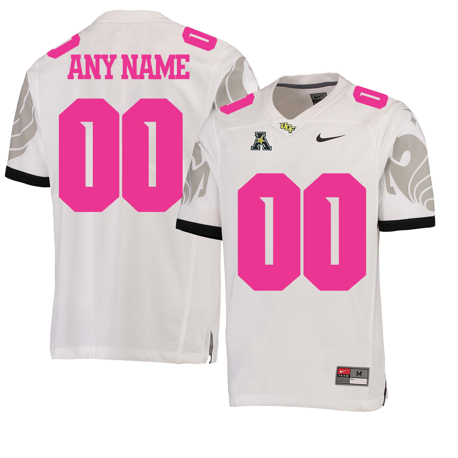 UCF Knights White 2018 Breast Cancer Awareness Men's Customized College Football Jersey - Click Image to Close