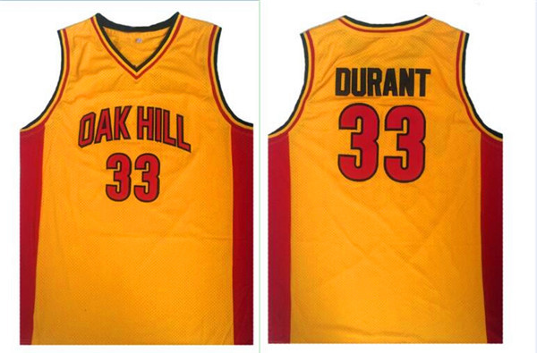 Oak Hill 33 Kevin Durant Yellow High School Basketball Jersey