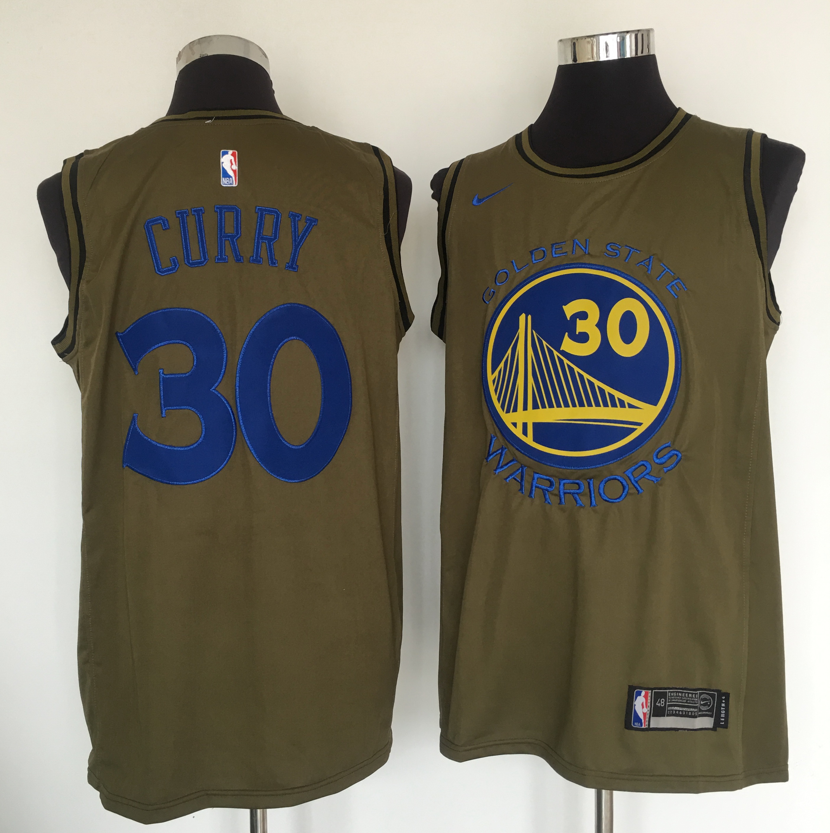 Warriors 30 Stephen Curry Olive Nike Swingman Jersey - Click Image to Close