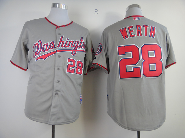 Nationals 28 Jayson Werth Gray Cool Base Jersey - Click Image to Close