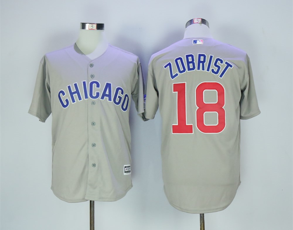 Cubs 18 Ben Zobrist Gray Road Cool Base Jersey - Click Image to Close