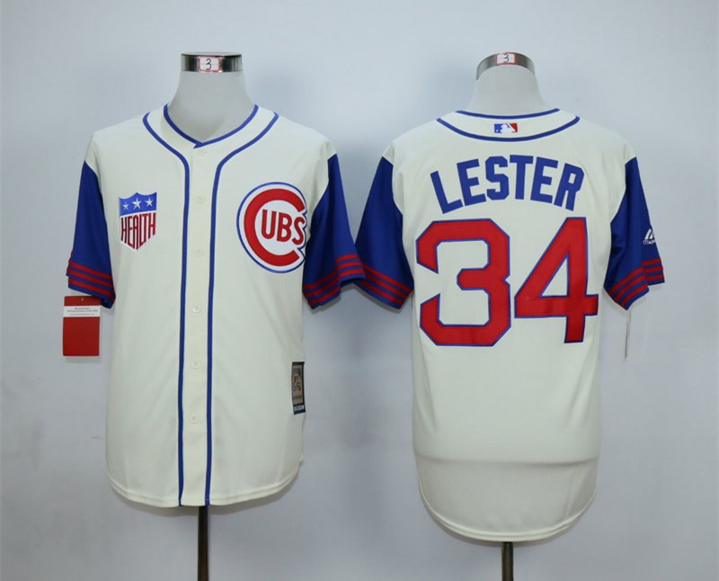 Cubs 34 Jon Lester Cream Cooperstown Collection Jersey
