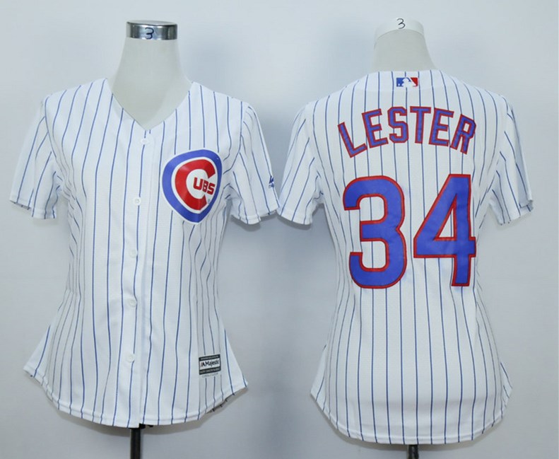 Cubs 34 Jon Lester White Women Cool Base Jersey - Click Image to Close