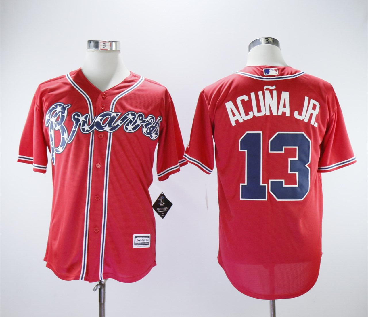 Braves 13 Ronald Acuna Jr. Red Cool Base Jersey