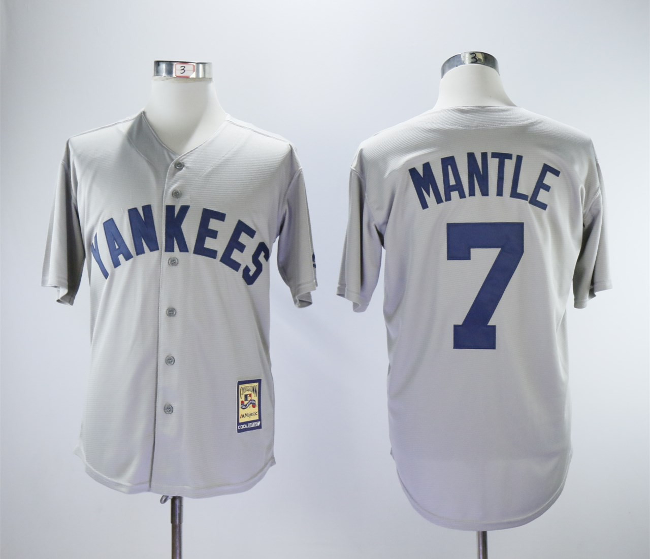 Yankees 7 Mickey Mantle Gray Cooperstown Collection Mitchell & Ness Jersey