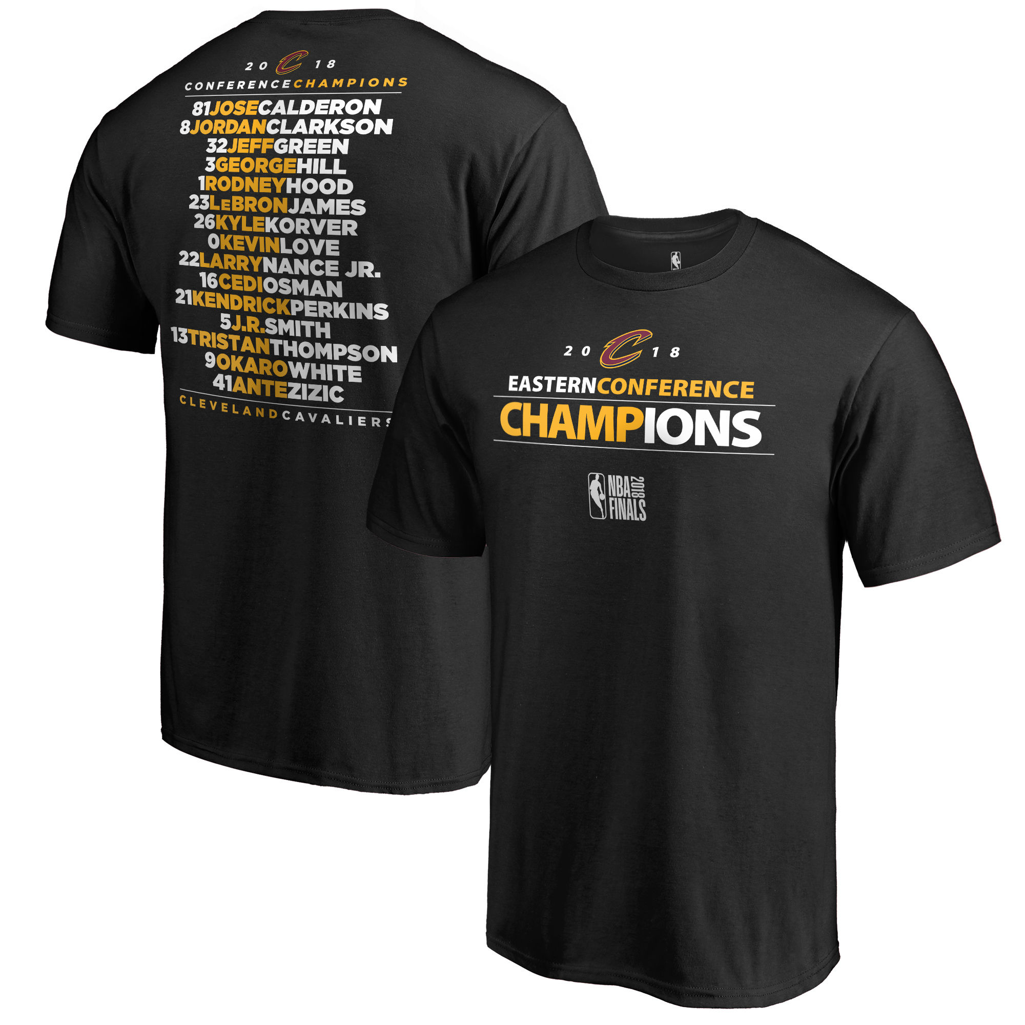 Cleveland Cavaliers Fanatics Branded 2018 Eastern Conference Champions Backcourt Roster T-Shirt Black - Click Image to Close
