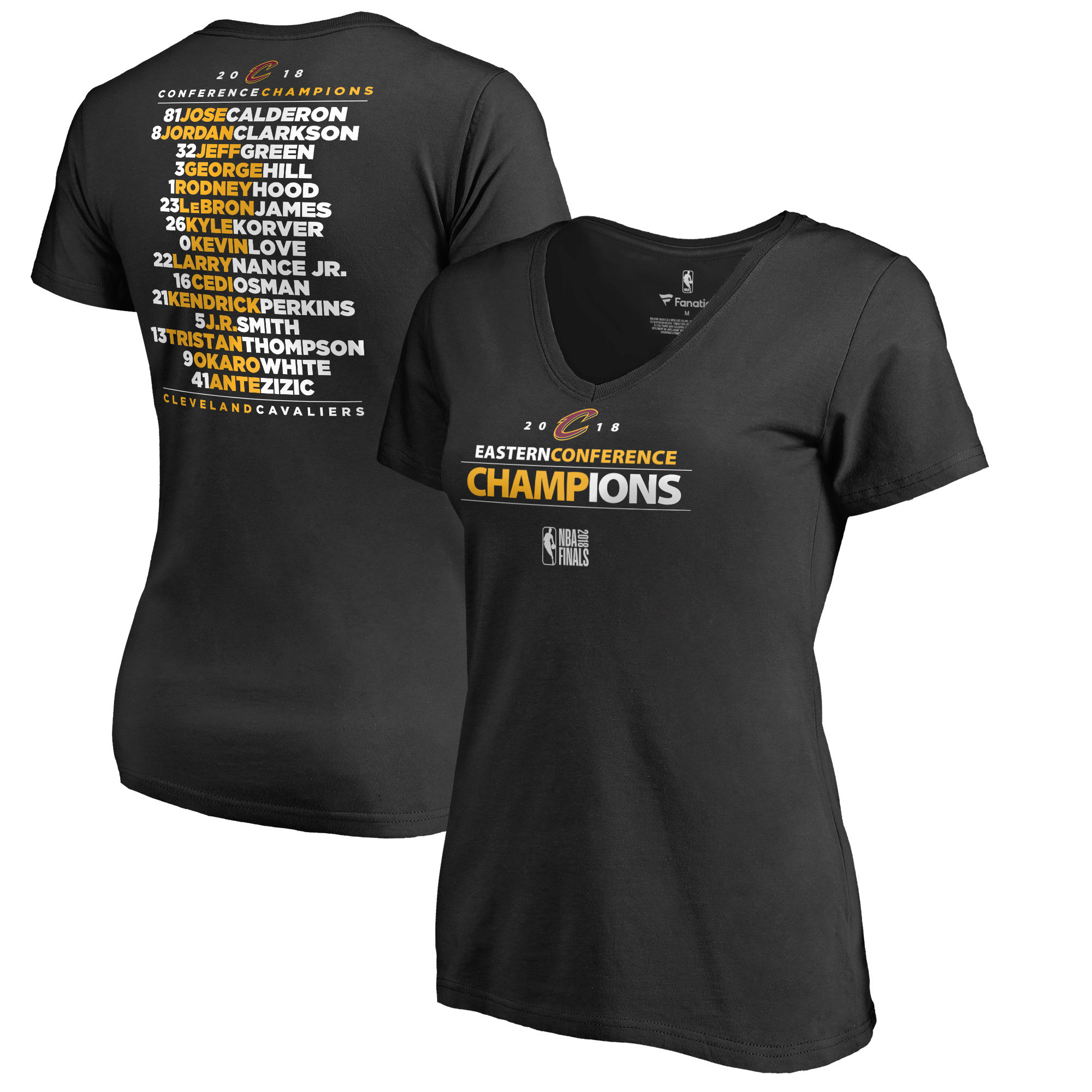 Cleveland Cavaliers Fanatics Branded Women's 2018 Eastern Conference Champions Backcourt Blacktop T-Shirt Black