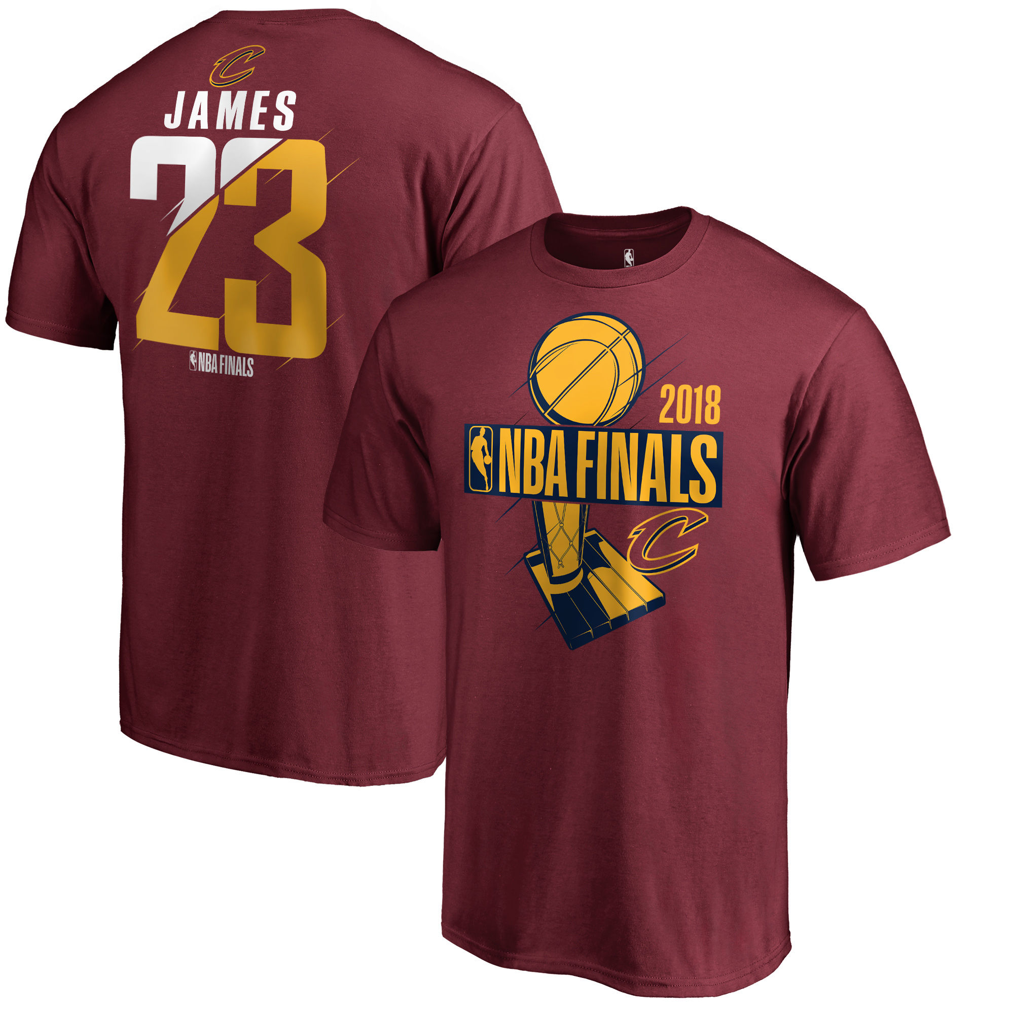 Cleveland Cavaliers LeBron James Fanatics Branded 2018 NBA Finals Bound Player Name & Number T-Shirt Burgundy