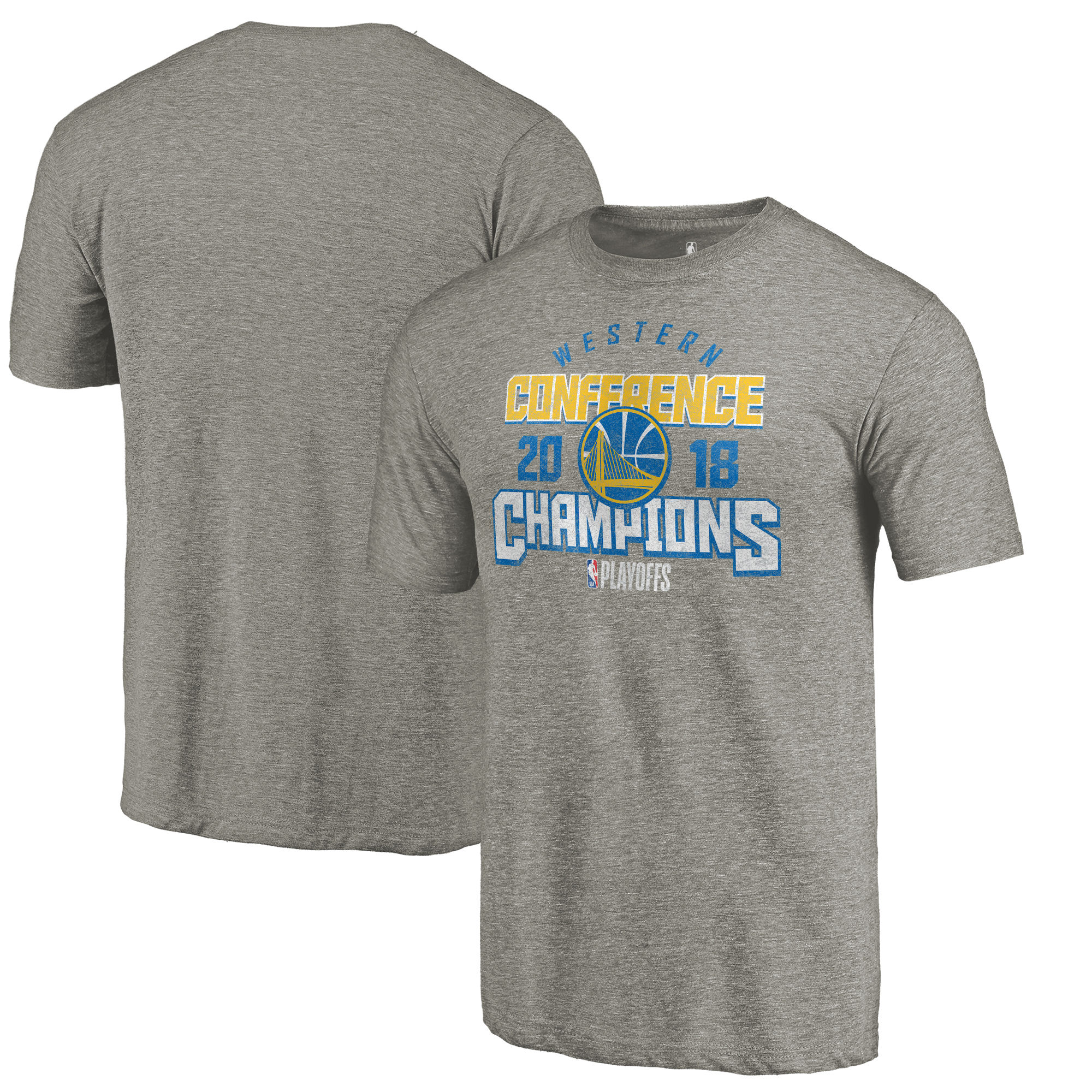 Golden State Warriors Fanatics Branded 2018 Western Conference Champions Catch and Shoot Tri-Blend T-Shirt Gray